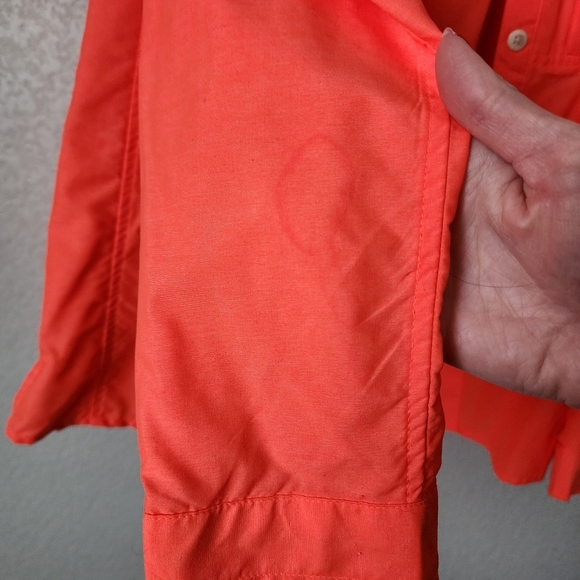 EXOFFICIO Lightweight Nylon Blend Button Up Shirt Neon Orange M Hiking gorpcore - Picture 4 of 10